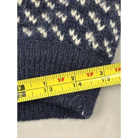 Vintage LL Bean Norwegian Birdseye Fair Isle Fisherman Wool Sweater Size L Blue - Picture 10 of 13